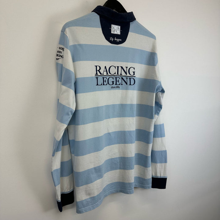 Baby blue & white striped Rugby jersey top - L