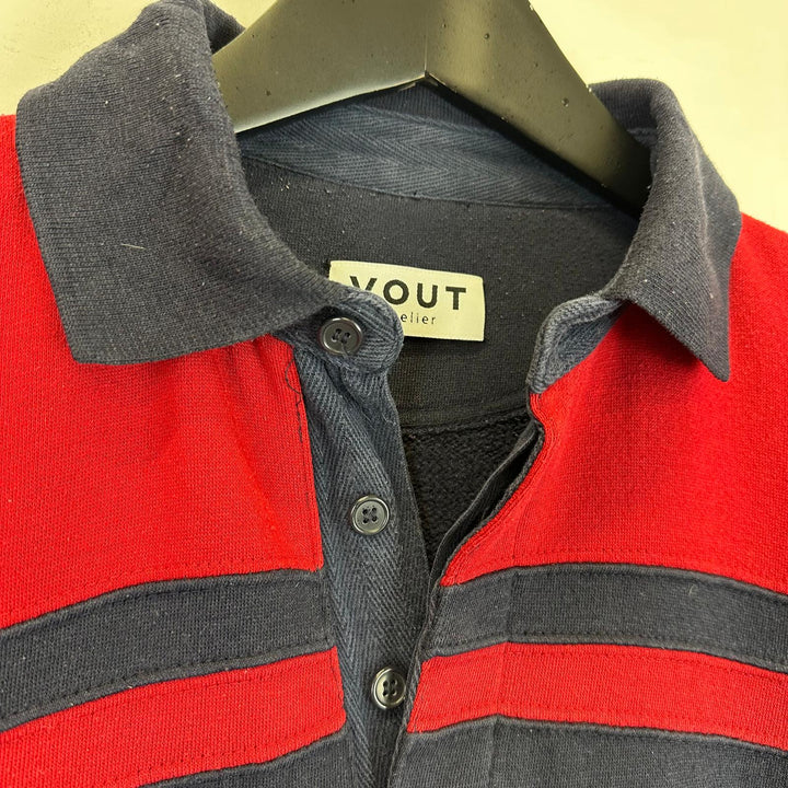 Berry & Navy blocked Rugby jersey top - L