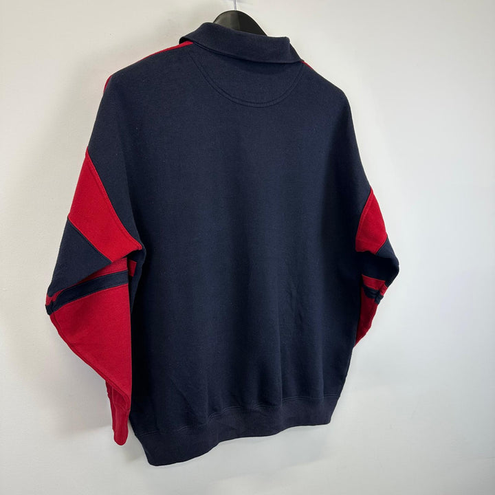 Berry & Navy blocked Rugby jersey top - L