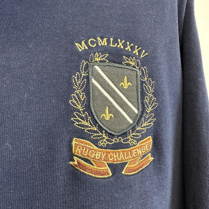 Navy Rugby Jersey Top with embroidery - L