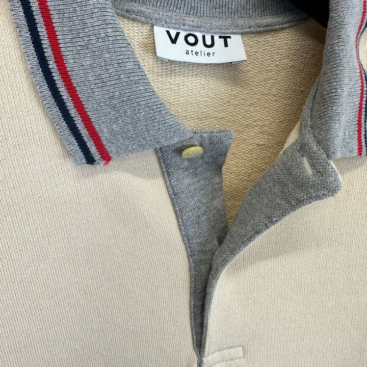Beige Rugby Jersey Top with Rib collar - L
