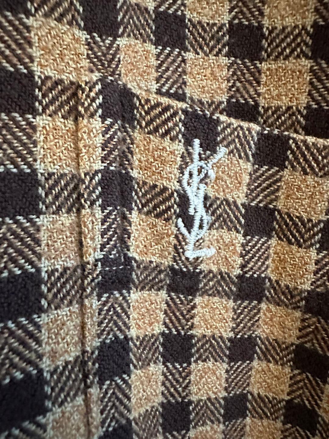 YSL Brown Check Cotton Flannel Oversized Shirt - UK8-14