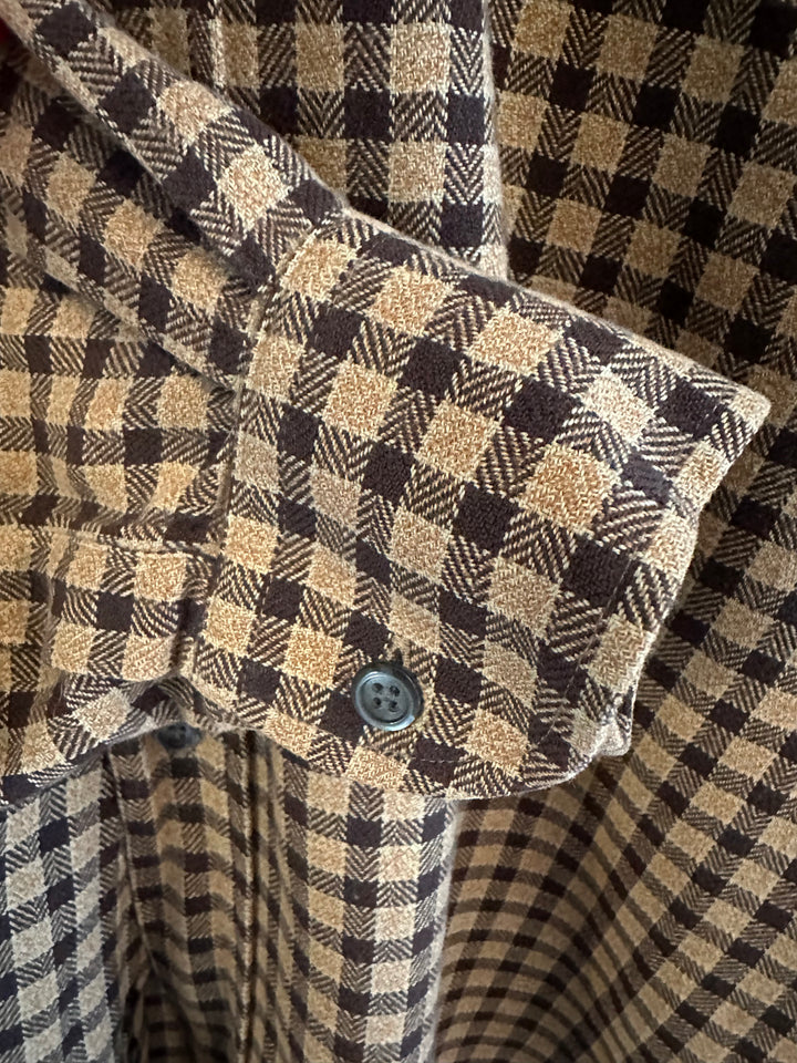 YSL Brown Check Cotton Flannel Oversized Shirt - UK8-14