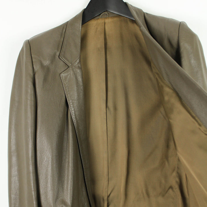 90s brown leather double breasted blazer - M