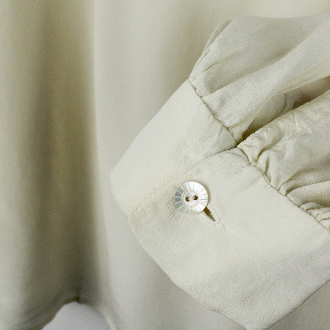 Off-white silk tie neck blouse - S