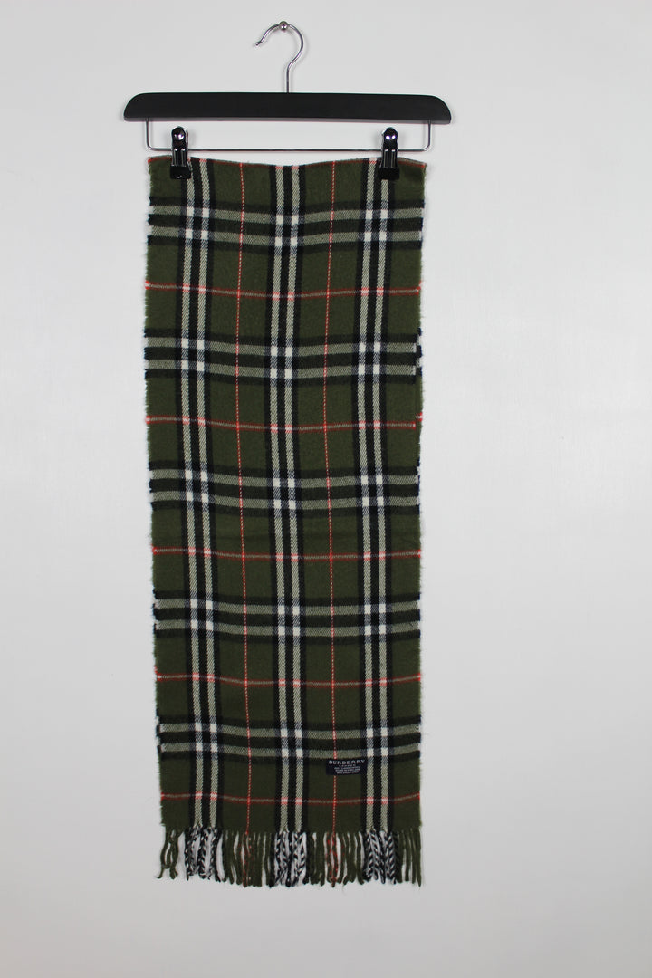 VINTAGE 90S DARK GREEN BURBERRY LAMBSWOOL SCARF - VOMA781