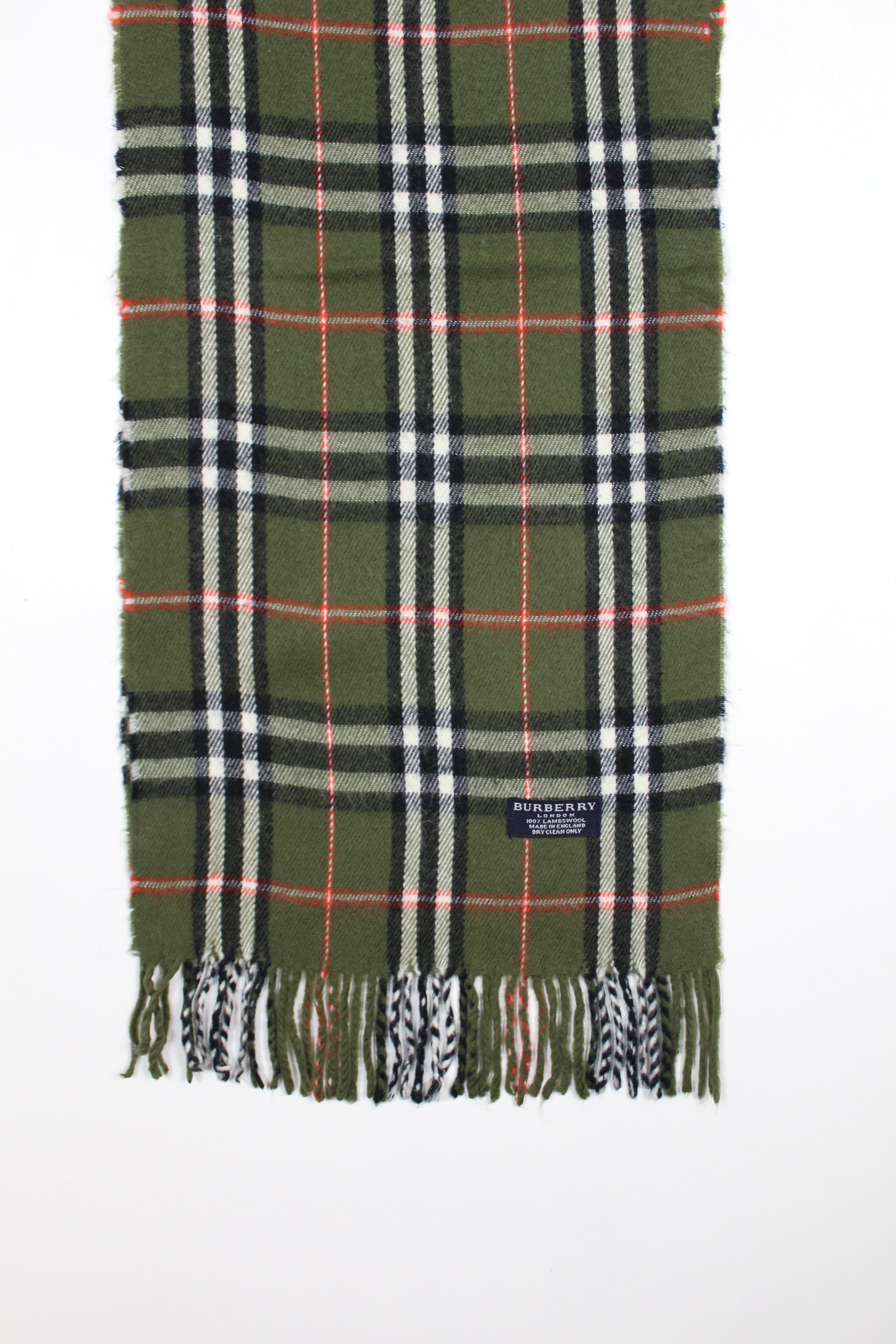 VINTAGE 90S DARK GREEN BURBERRY LAMBSWOOL SCARF - VOMA781 – VOUT