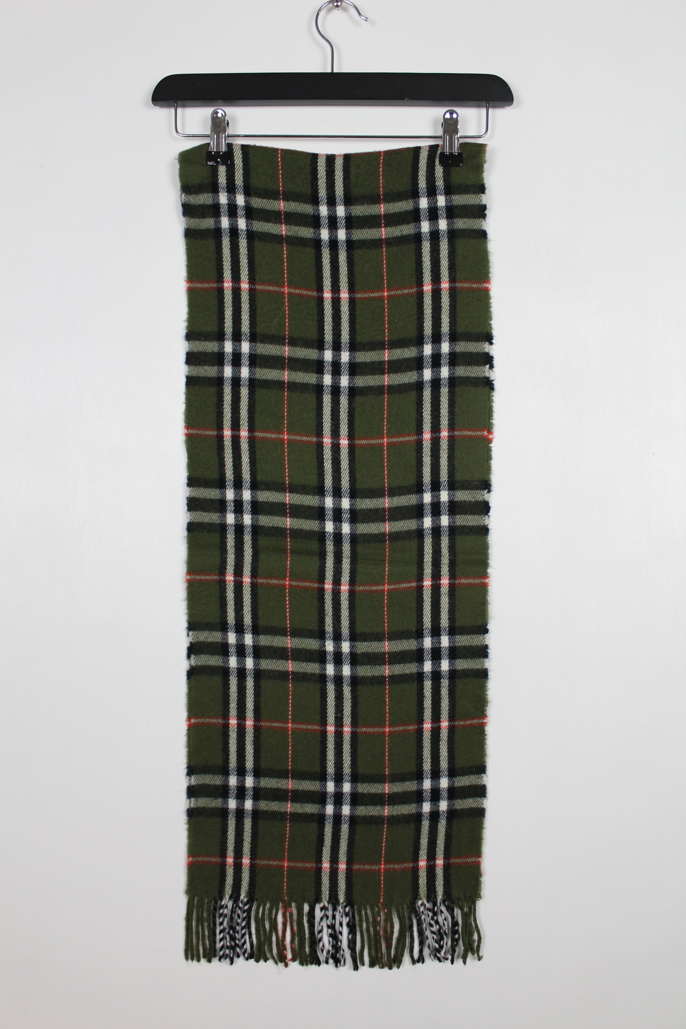 VINTAGE 90S DARK GREEN BURBERRY LAMBSWOOL SCARF - VOMA781 – VOUT