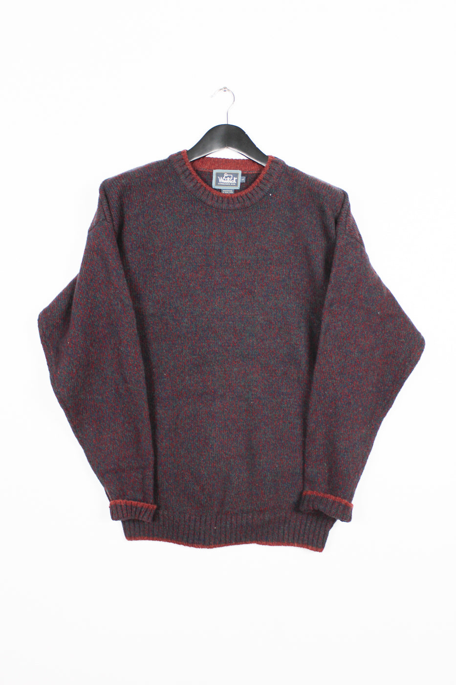 Vintage 80s 90s Woolrich Red Flecked Wool Crewneck Jumper Sweater Size Large
