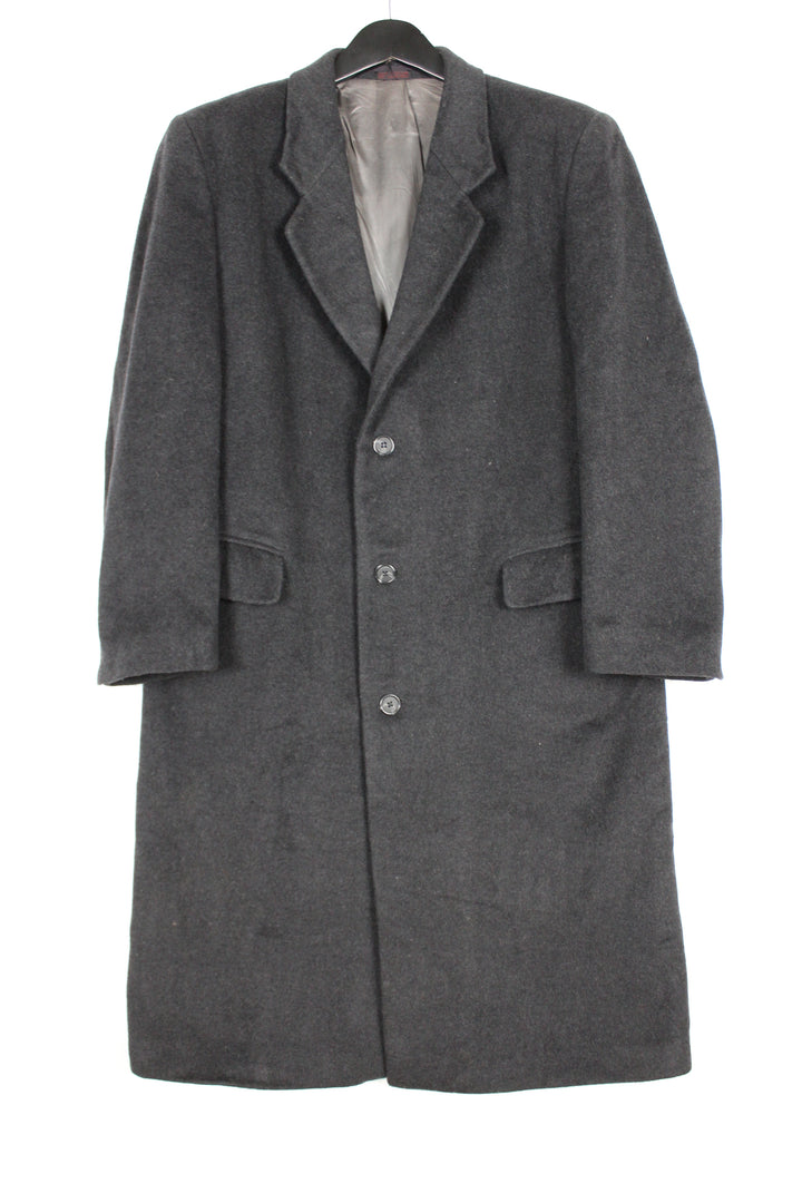 Vintage 80s 90s UK Eastwick Grey Wool Single Breasted Long Overcoat Men's Size 42R