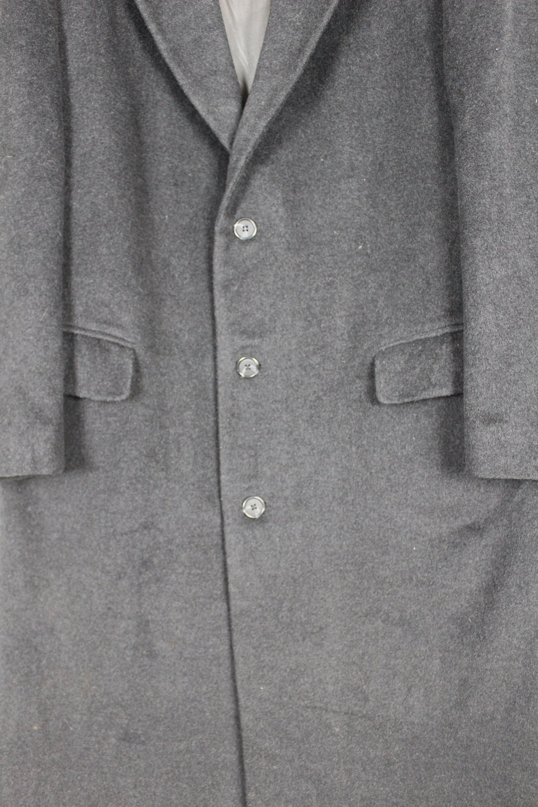 Vintage 80s 90s UK Eastwick Grey Wool Single Breasted Long Overcoat Men's Size 42R