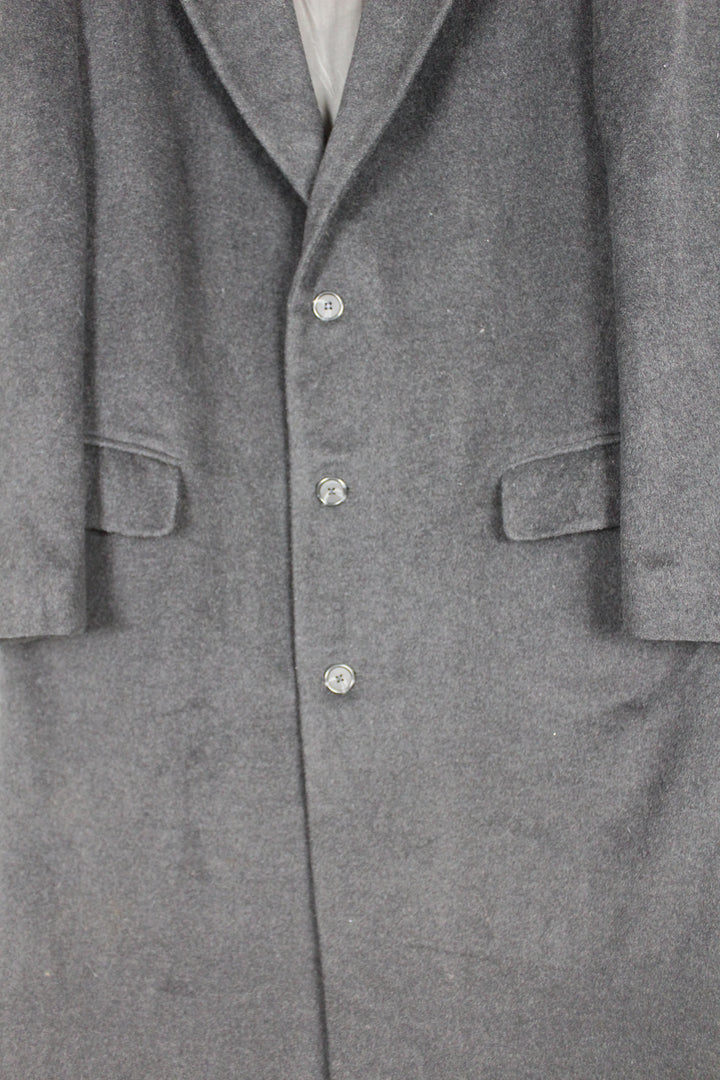 Vintage 80s 90s UK Eastwick Grey Wool Single Breasted Long Overcoat Men's Size 42R