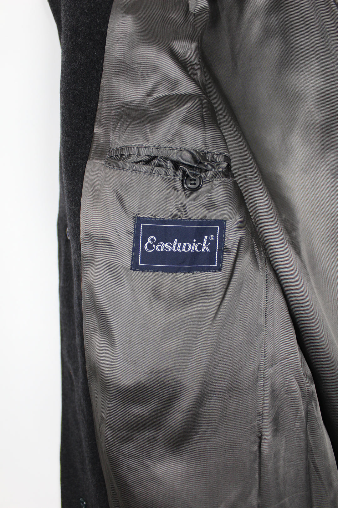 Vintage 80s 90s UK Eastwick Grey Wool Single Breasted Long Overcoat Men's Size 42R