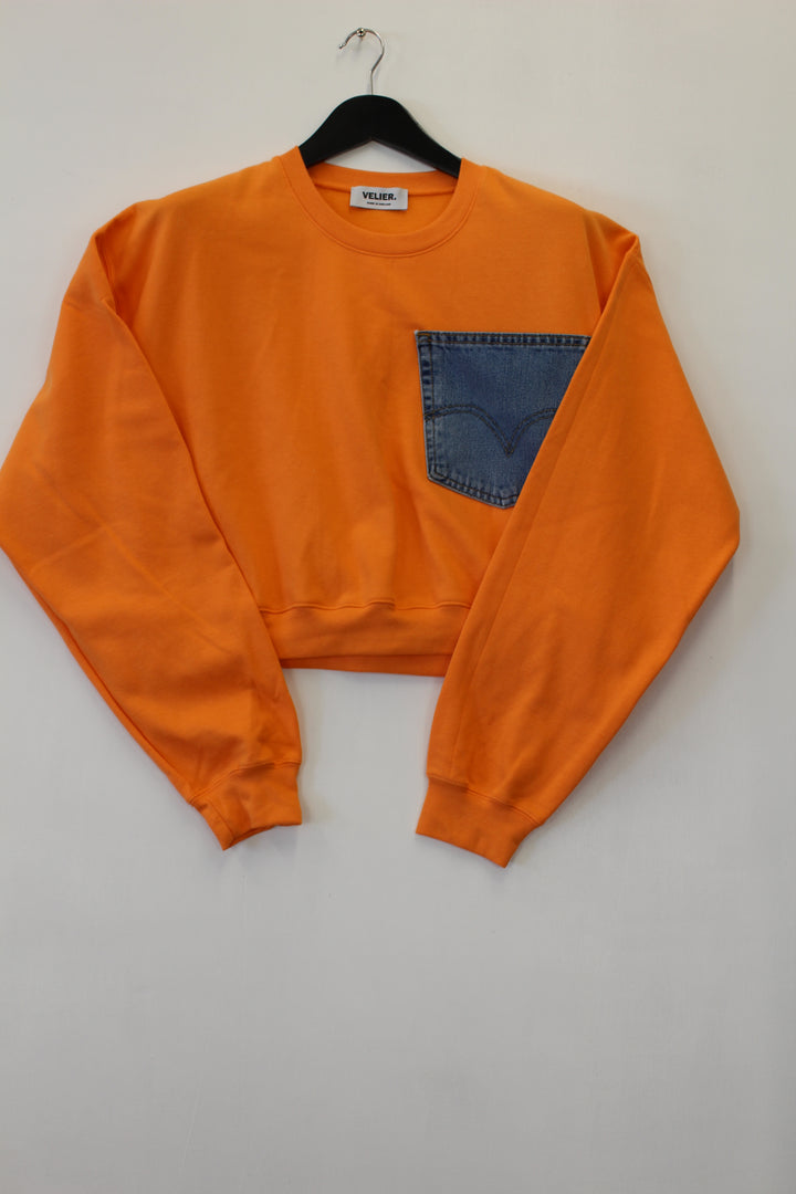 VELIER. RE/WORK Orange Cotton Cropped Sweatshirt
