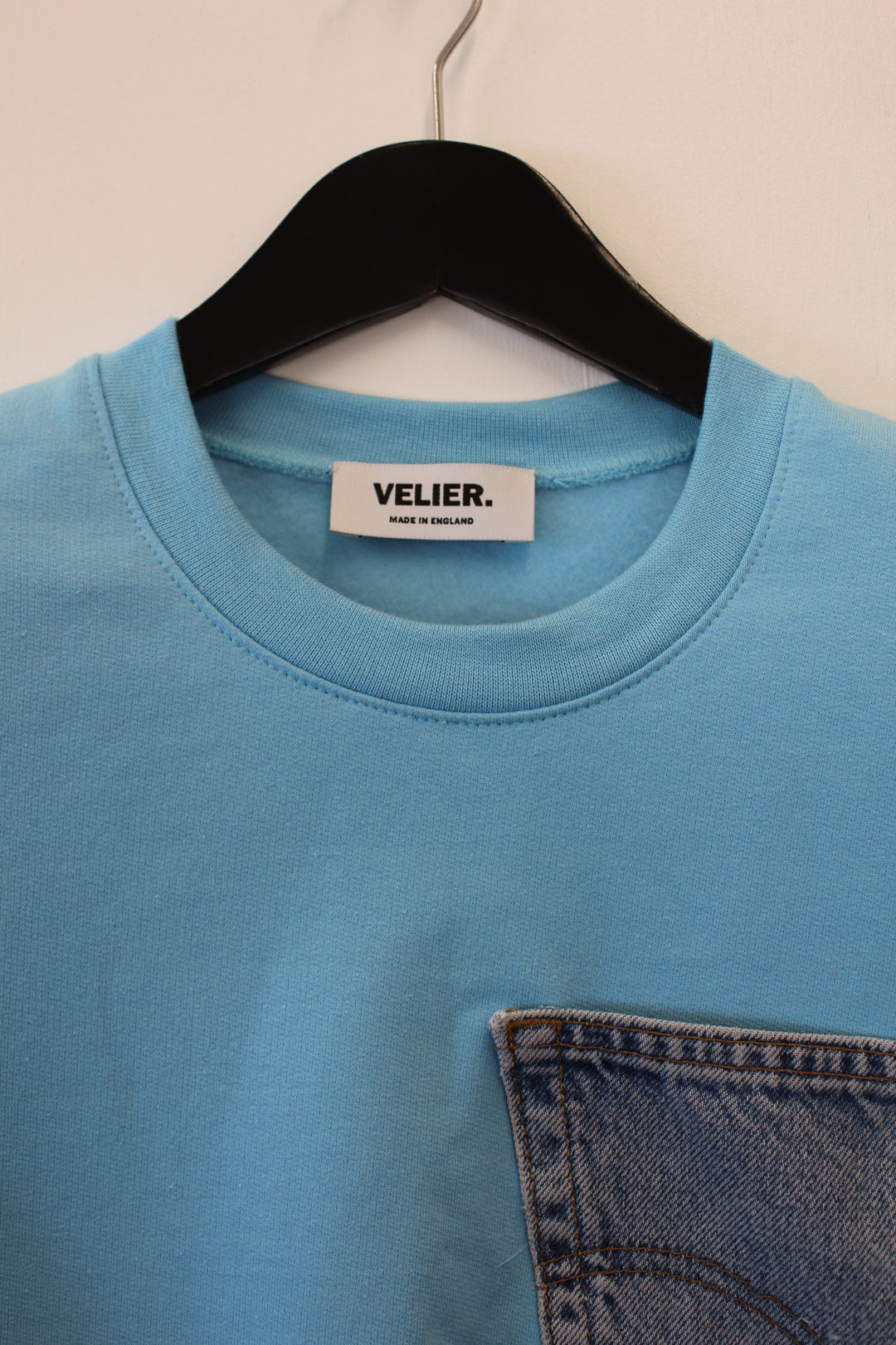 VELIER. RE/WORK Baby Blue Cotton Cropped Sweatshirt