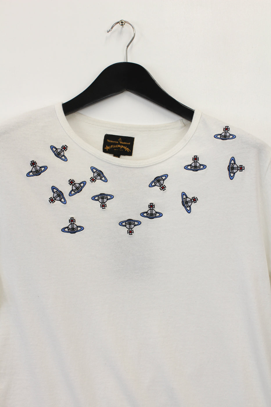 Vivienne Westwood Anglomania Crazy Orbs White Embroidered Logo T-Shirt