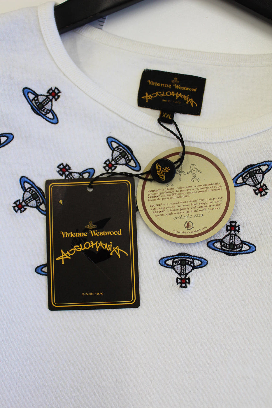 Vivienne Westwood Anglomania Crazy Orbs White Embroidered Logo T-Shirt