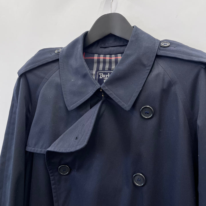Burberry Navy Blue Belted Trench Coat - M