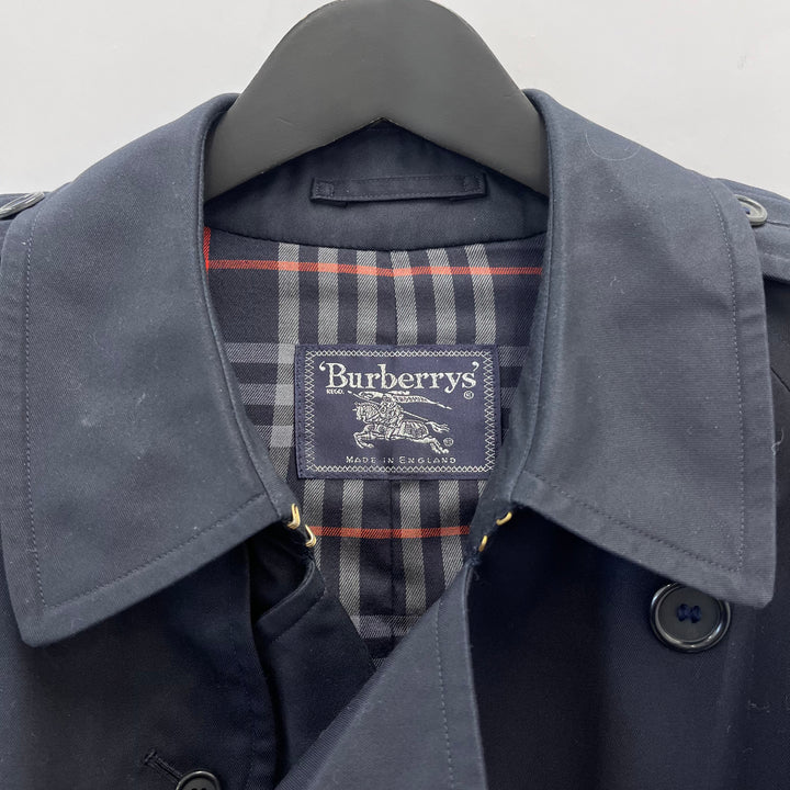 Burberry Navy Blue Belted Trench Coat - M