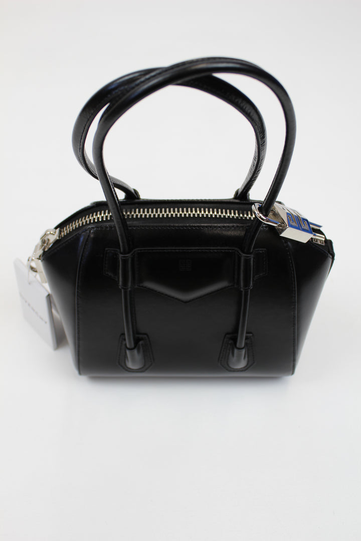 Givenchy Antigona Lock Mini Black Box Leather Handbag Padlock
