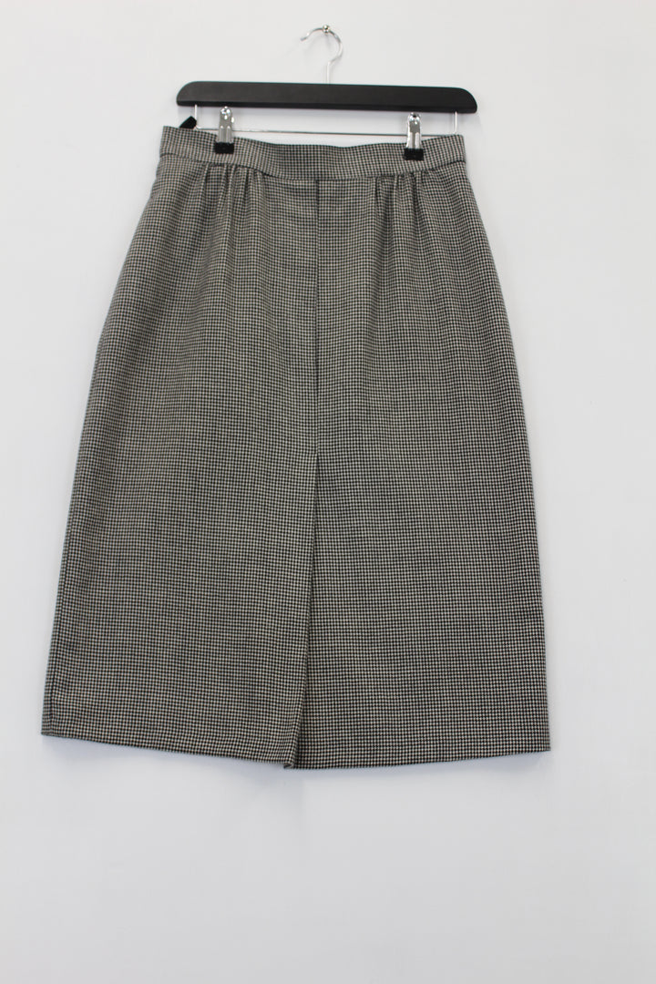 Black and white herringbone midi skirt, UK10