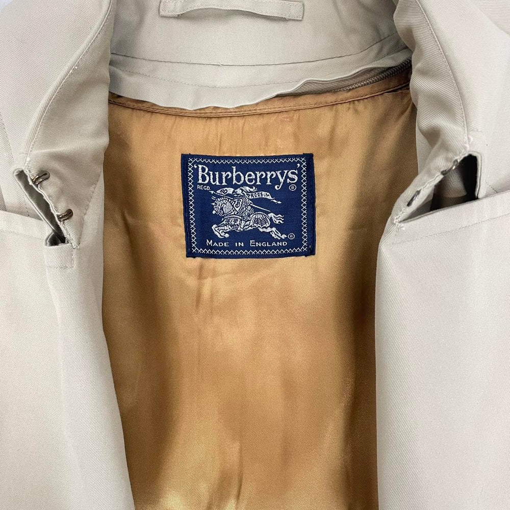 Vintage 90s Burberry Tan Brown Nova Check Double Breasted Belted Trench Coat
