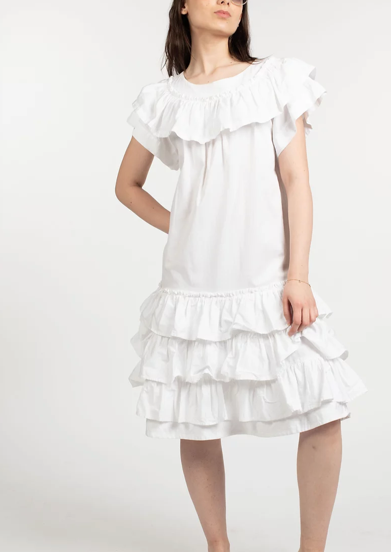 Kenzo white cotton frill dress - S