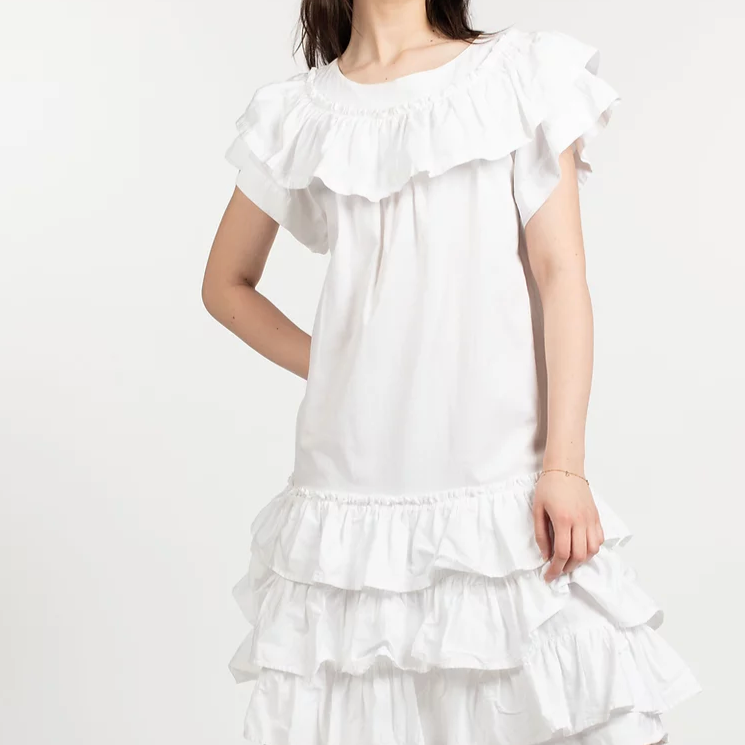 Kenzo white cotton frill dress - S