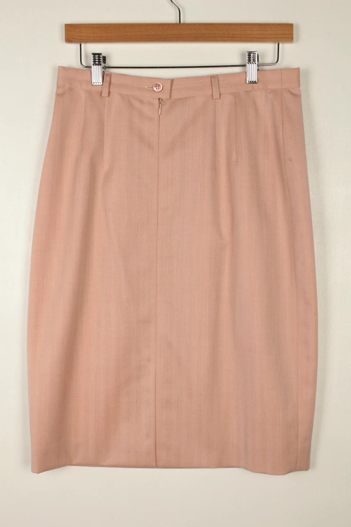 Escada pink pencil skirt 100% pure wool high-waisted tailored design Italy.