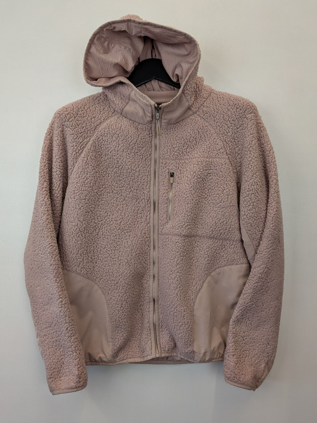 Fila Pink Hooded Zip-Up Sherpa Fleece Jacket Large