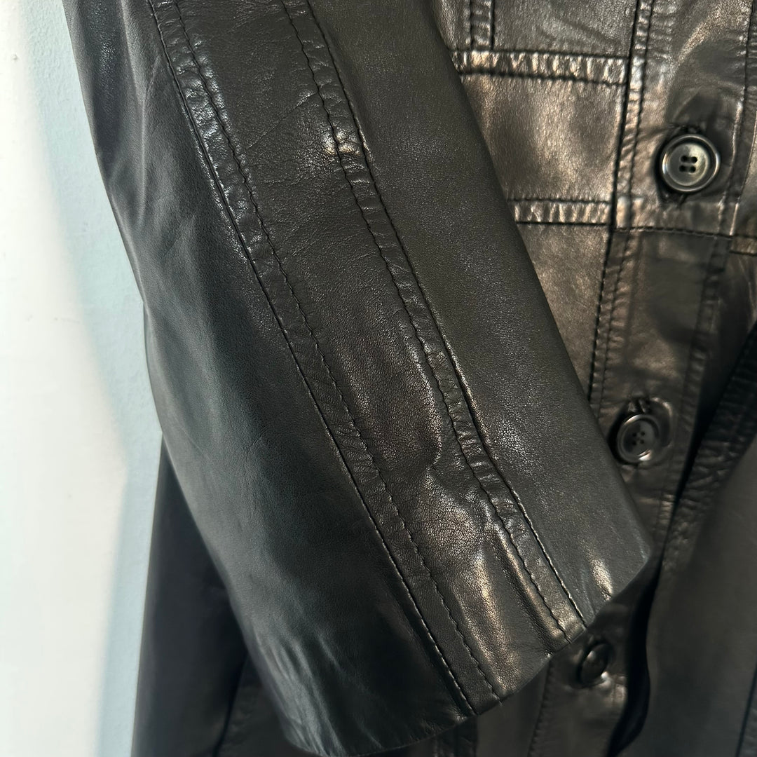 Premium Soft Leather trench Coat - S