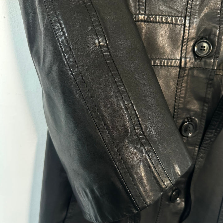 Premium Soft Leather trench Coat - S