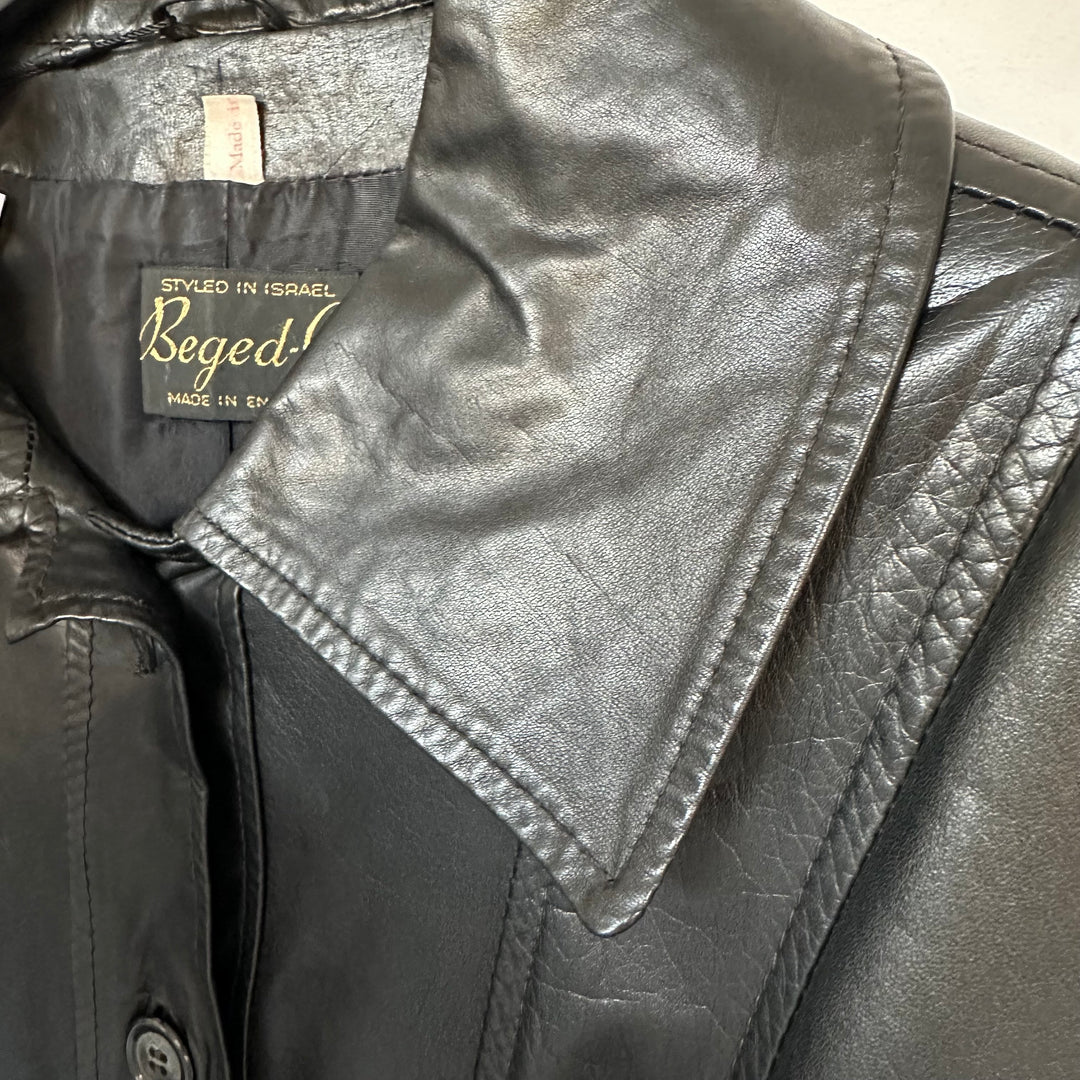 Premium Soft Leather trench Coat - S