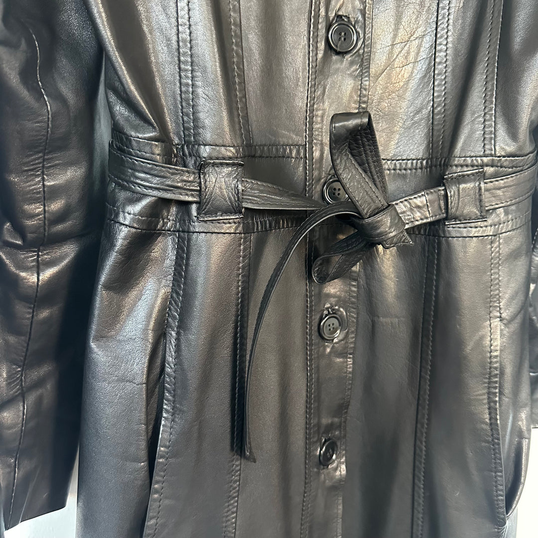 Premium Soft Leather trench Coat - S
