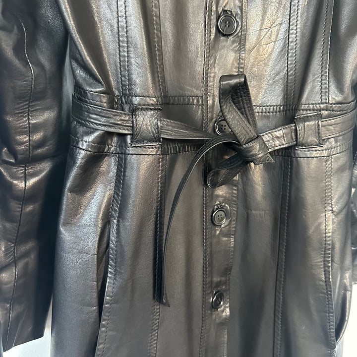 Premium Soft Leather trench Coat - S