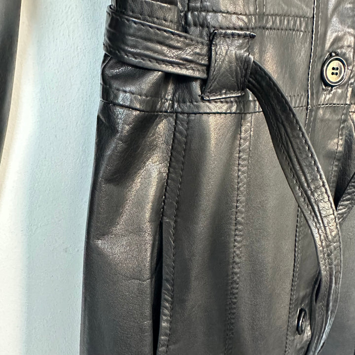 Premium Soft Leather trench Coat - S
