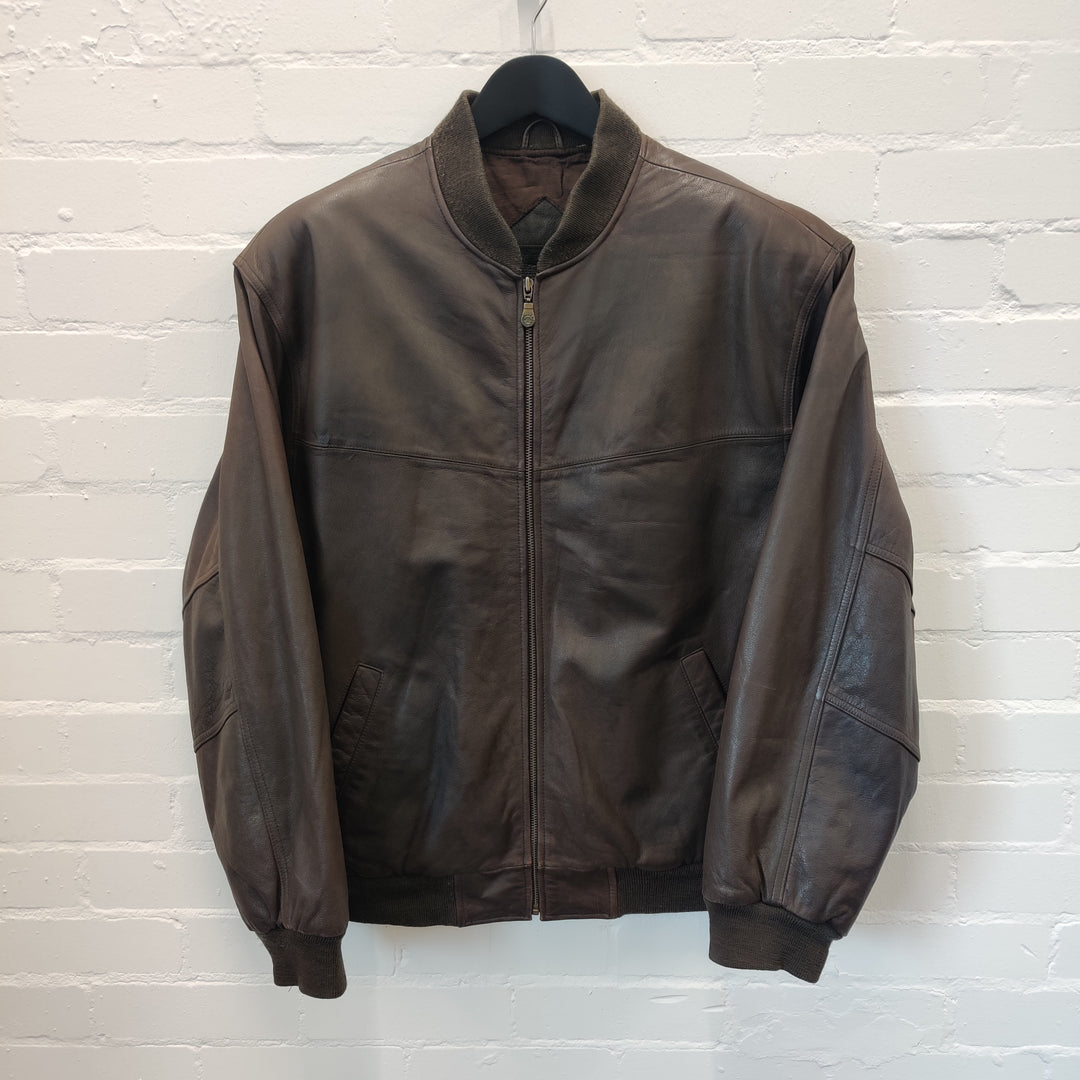 Premium Brown Leather Jacket - L