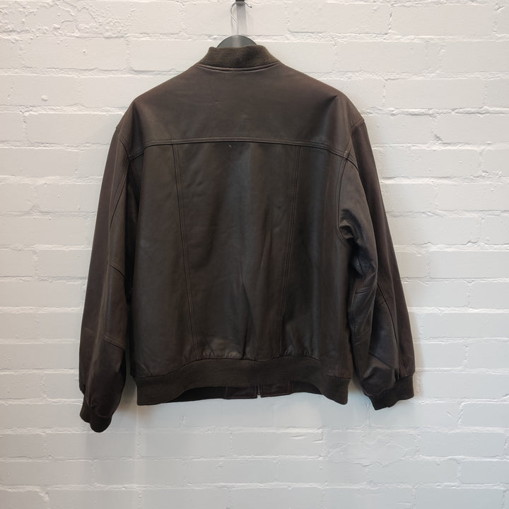 Premium Brown Leather Jacket - L