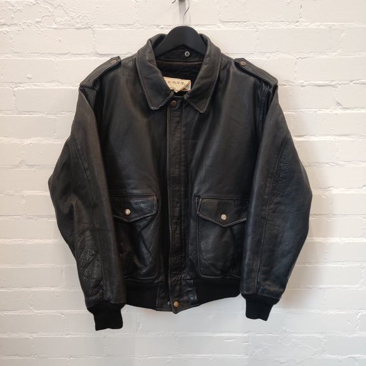 Sckott Black Leather Aviator - M