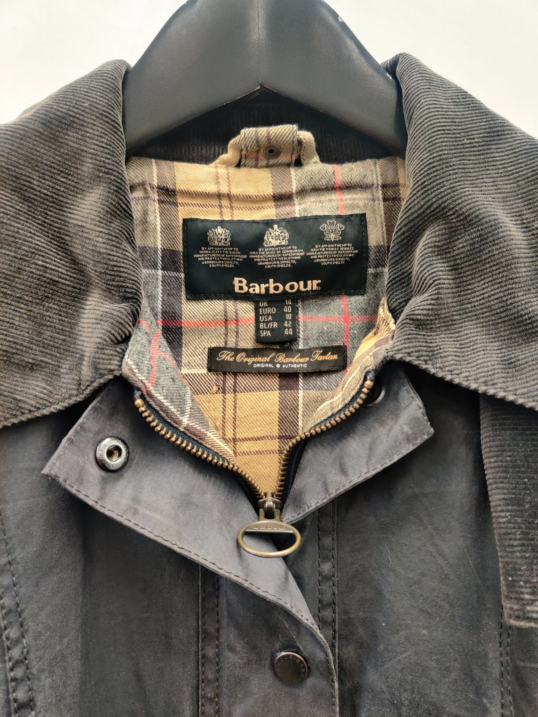 RE/Work Barbour x Cord Beadnell Navy Wax Jacket - UK14 [No.15]