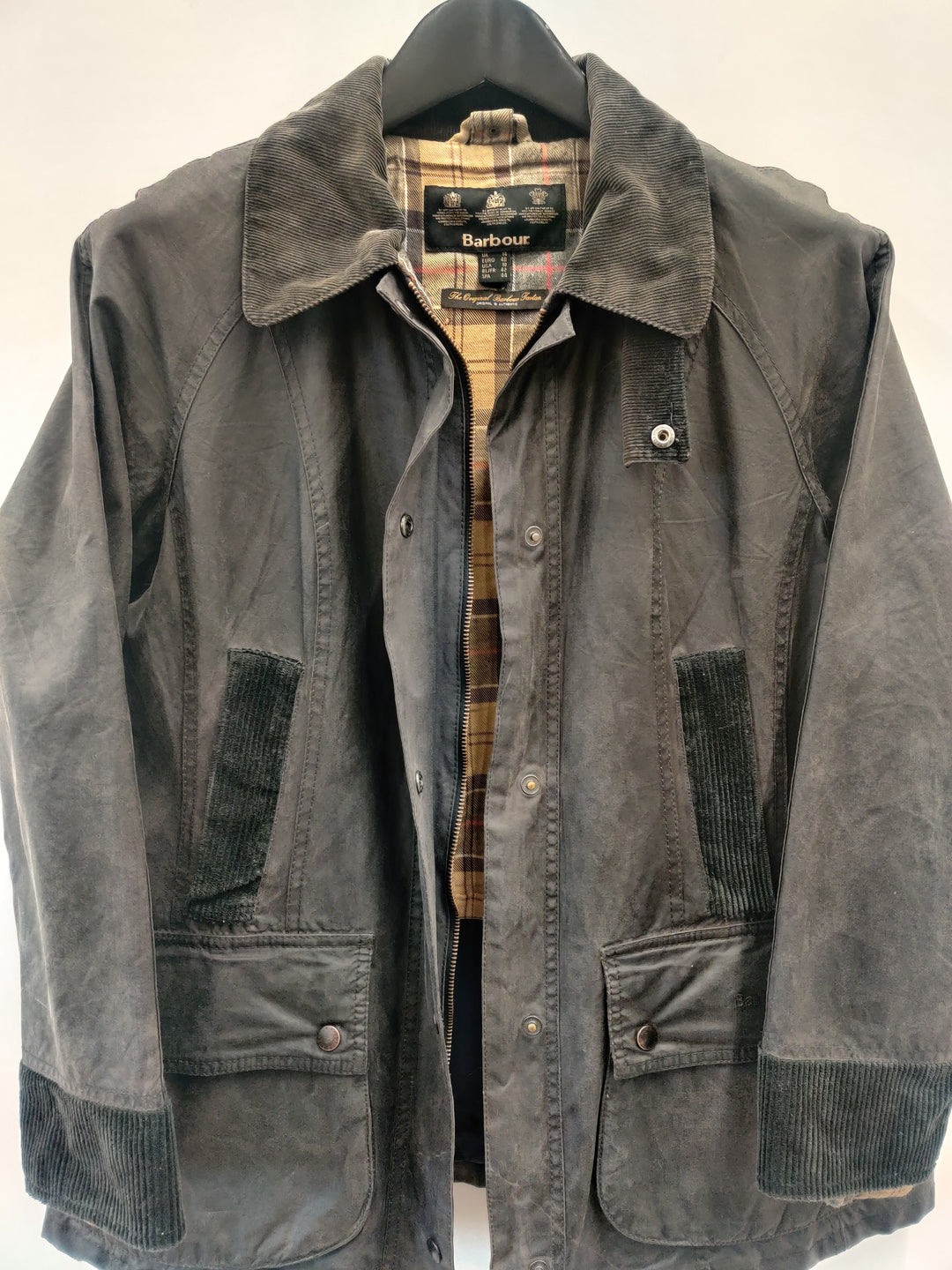 RE/Work Barbour x Cord Beadnell Navy Wax Jacket - UK14 [No.15]