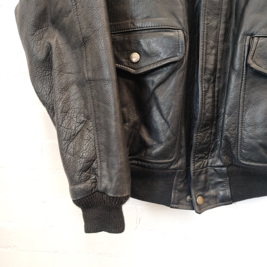 Sckott Black Leather Aviator - M
