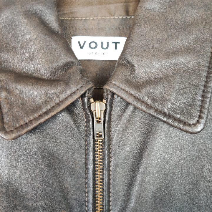 Premium dark brown leather jacket - XL
