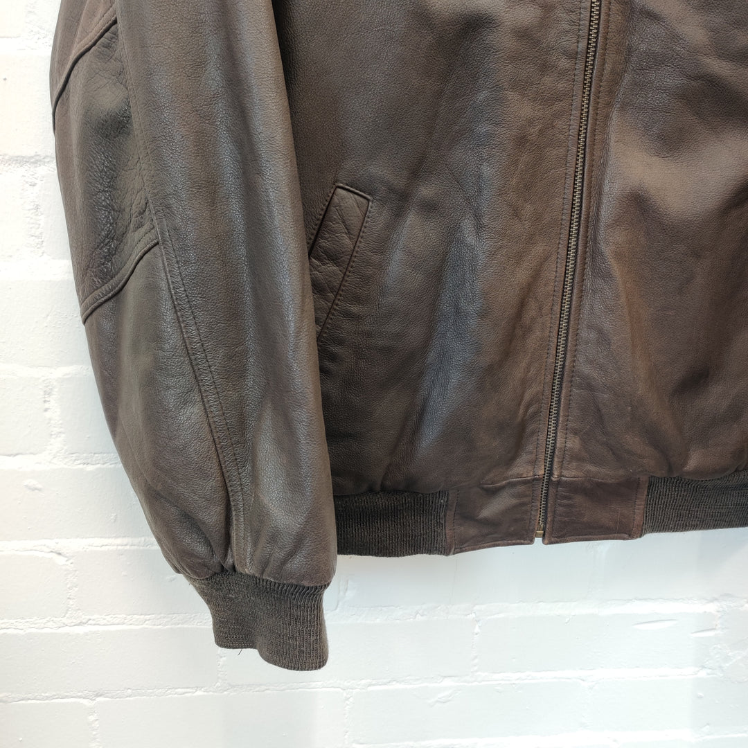 Premium Brown Leather Jacket - L