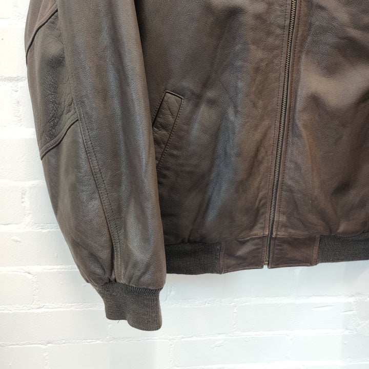 Premium Brown Leather Jacket - L