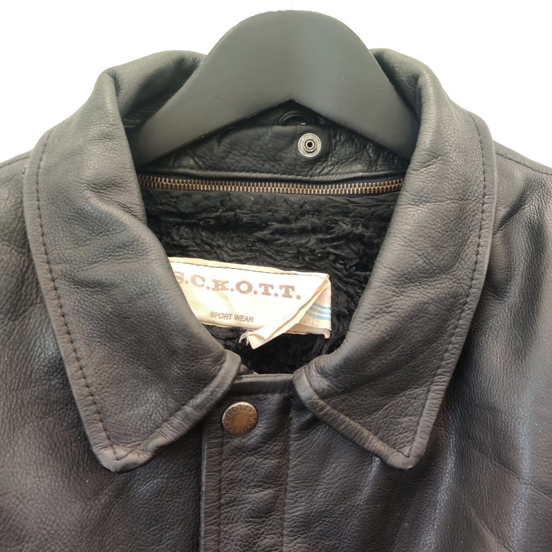 Sckott Black Leather Aviator - M