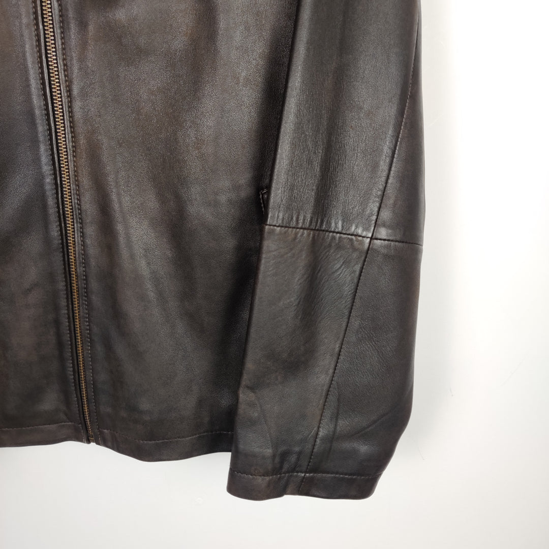 Premium dark brown leather jacket - XL