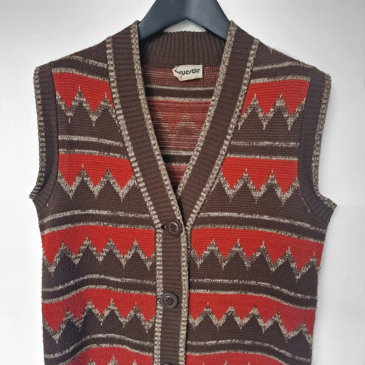 Brown & Red Wool Tank Top - UK 10