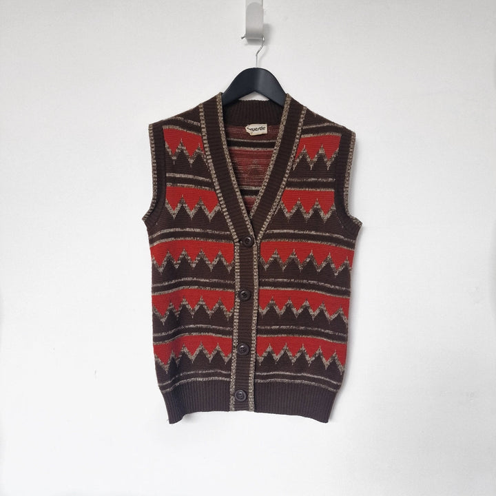 Brown & Red Wool Tank Top - UK 10