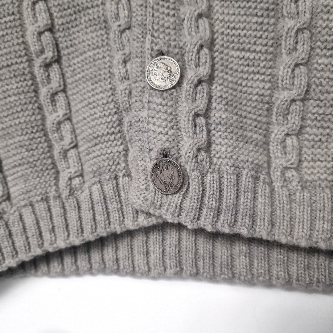 Grey Cable Knitted Wool Vest - UK 14